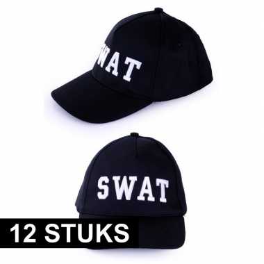 12x politie swat baseball caps verkleedkleren voor volwassenen