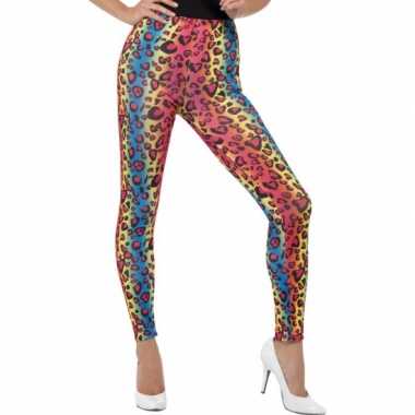 Gekleurde luipaardprint 80s legging verkleedkleren voor dames