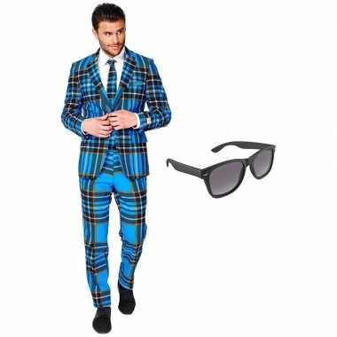 Schotse print heren verkleedkleren maat 56 (xxxl) met gratis zonnebri