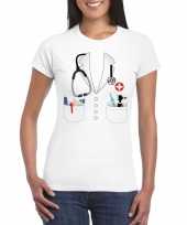 Doktersjas verkleedkleren t-shirt wit voor dames