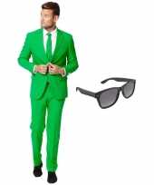 Groen heren verkleedkleren maat 56 xxxl met gratis zonnebril