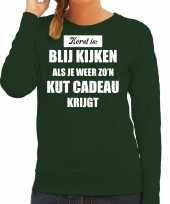 Groene foute kersttrui sweater kerst is blij kijken kut cadeau verkleedkleren dames