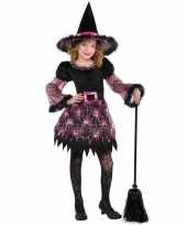 Halloween heksen verkleedkleren spinnenweb voor meisjes