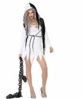 Halloween spook dames verkleedkleren wit met zwart
