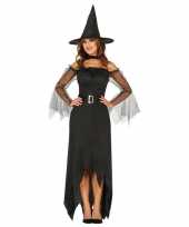Halloween zwarte lange heksen verkleedkleren voor dames