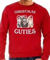 Kitten kerst sweater verkleedkleren christmas cuties rood voor heren