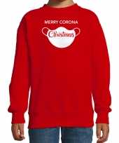 Merry corona christmas foute kerstsweater verkleedkleren rood voor kinderen