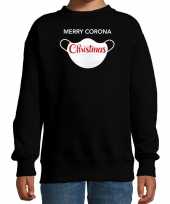 Merry corona christmas foute kerstsweater verkleedkleren zwart voor kinderen
