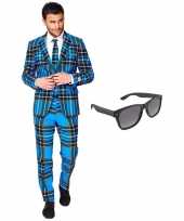 Schotse print heren verkleedkleren maat 56 xxxl met gratis zonnebril