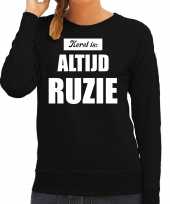 Zwarte foute kersttrui sweater kerst is altijd ruzie verkleedkleren dames
